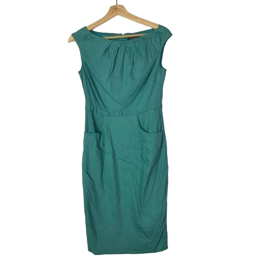 Adrianna Papell Teal Blue Cap Sleeve Knee Length Sheath Dress 4